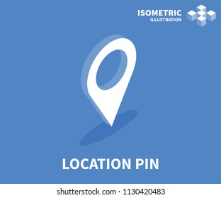 Location pin icon. Isometric template for web design in flat 3D style. Vector illustration.