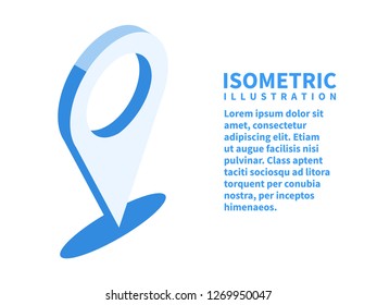 Location pin icon. Isometric template for web design in flat 3D style. Vector illustration.