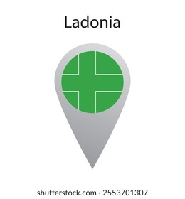 Location pin icon of Ladonia flag. Simple vector illustration.