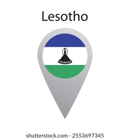 Location pin icon of Lesotho flag. Simple vector illustration.