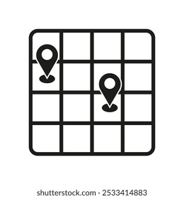 Pin-Symbol für Position. Rastersymbol zuordnen. GPS-Marker-Design. Vektorgrafik.