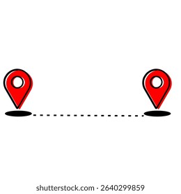 Location pin icon, map mark line vector image. Single line pin, white background. location icon. Dotted line