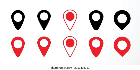 Location pin icon. Location icon. Map marker pointer icon set