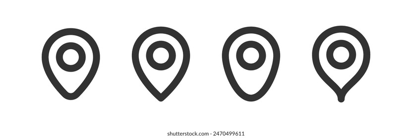 Location pin icon. Map marker. Navigation pointer. Travel position. Geo place.