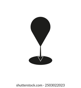 Icono de pin de Locación. Símbolo de marcador de mapa. Blanco y negro. Ilustración vectorial.