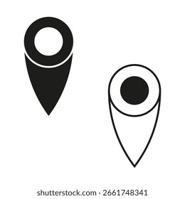 Ícone de pin de local. Símbolo do marcador do mapa. Vetor do ponteiro de navegação. Elemento de posição geográfica. EPS 10.