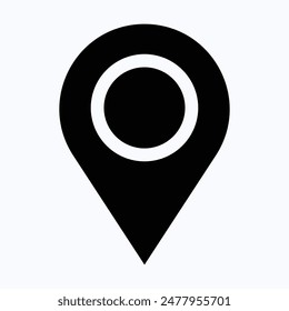 Location Pin Icon, Map And Navigation Icon. Isolated Silhouette Vector Icon.