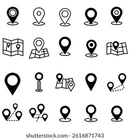 Location Pin Icon, Map And Navigation Icon. Isolated Silhouette Vector Icon.