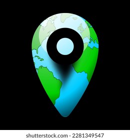 location pin icon with map on black