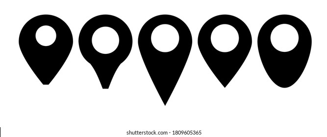 Location pin icon. Map pin place marker. Location icon. Map marker pointer icon set. GPS location symbol collection. Flat style 
