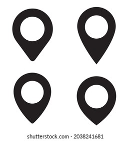 Location pin icon. Map pin place marker. Location icon. Map marker pointer icon set. GPS location symbol collection. Flat style - stock vector.