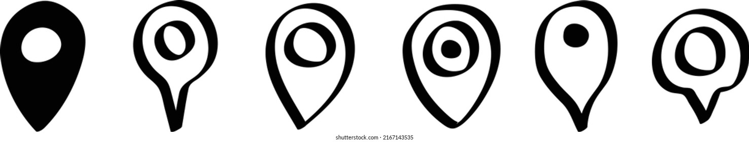 Location pin icon. Map pin place marker. Location icon. Map marker pointer icon set. GPS location symbol collection. Flat style - stock vector.	