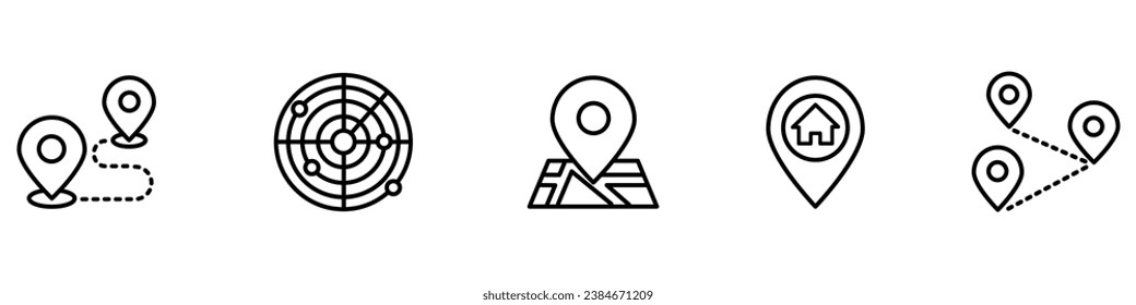 Location pin icon. Map pin place marker. Location icon. Map marker pointer icon set. GPS location symbol collection. Navigation icon. location, map, GPS, place, address, pointer. Vector Illustration. 