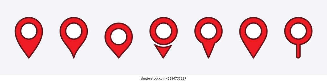 Location pin icon. Map pin place marker symbol. Map markers and pointer icon set. GPS location icon symbol for apps and websites. Vector illustration