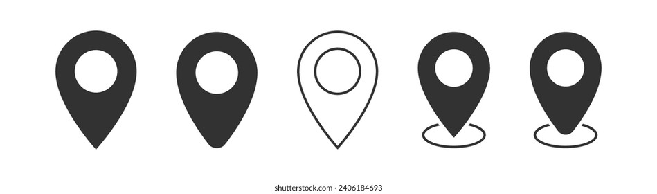 Location pin icon. Map pin place marker. Geo sign. GPS navigation symbol. Road direction. Vector illustration.