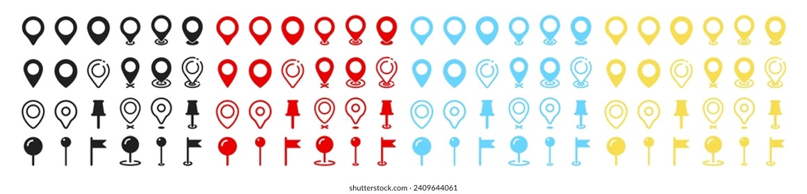 Location pin icon. Map pin place marker. Modern map markers set