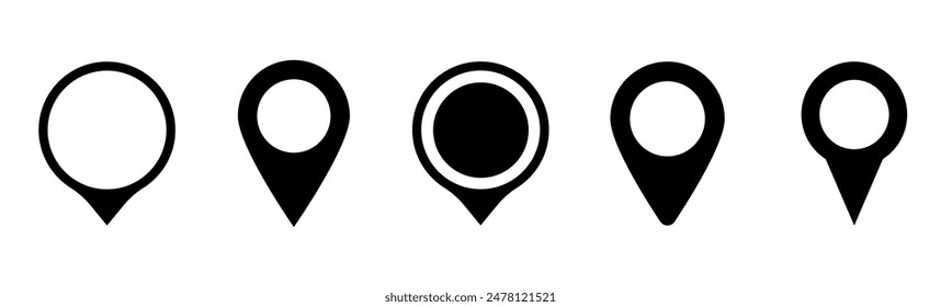 Location pin icon. Map pin place marker. Set of map pointers