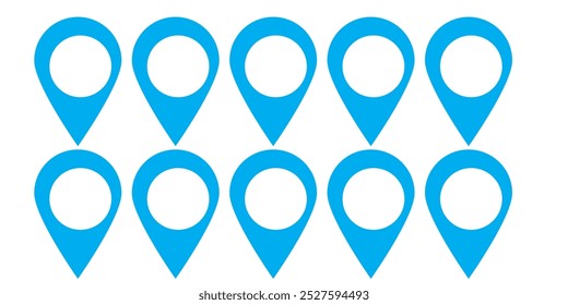 Ícone de pin de local. Marcador de lugar do pino do mapa. Ícone Local. Conjunto de ícones do ponteiro do marcador do mapa. Coleção de símbolos de localização GPS. Estilo plano - vetor de ações.