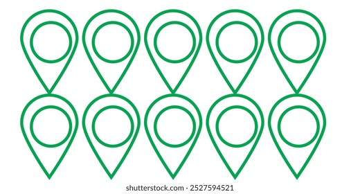 Location pin icon. Map pin place marker. Location icon. Map marker pointer icon set. GPS location symbol collection. Flat style - stock vector.
