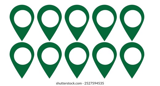 Icono de pin de Locación. Marcador de lugar de pin de mapa. Icono de Locación. Conjunto de iconos de puntero de marcador de mapa. Símbolo de ubicación GPS colección. Estilo plano - Vector de stock.