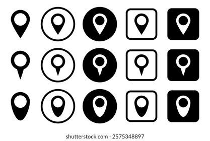 Location pin icon. Map pin place marker. Set of map pointers