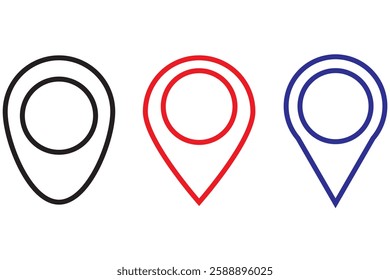 Location pin icon. Map pin place marker. Location icon. Map marker pointer icon set. GPS location symbol collection. Flat style - stock vector.