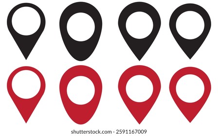 Location pin icon. Map pin place marker. Location icon. Map marker pointer icon set. GPS location symbol collection. Flat style - stock vector.