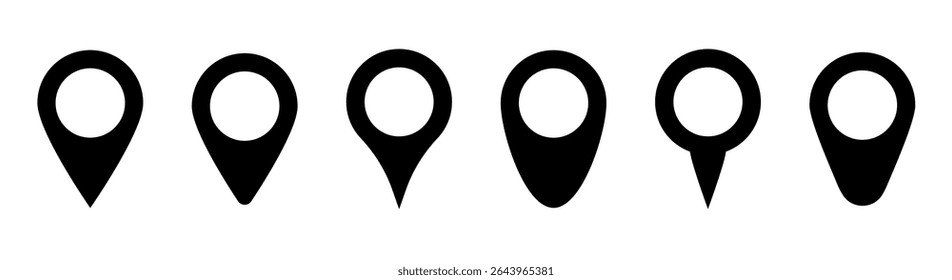 Location pin icon. Map pin place marker. Set of map pointers