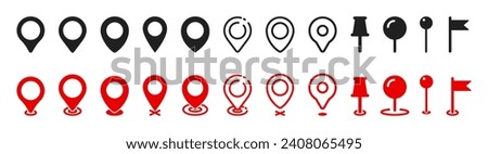 Location pin icon. Map pin place marker. Modern map markers set