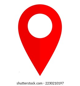 Location pin icon. Map placemarks are red on a white background. Good for shipping goods navigation.