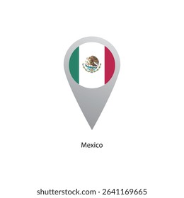 Location Pin icon of Mexico flag. Simple vector illustration.