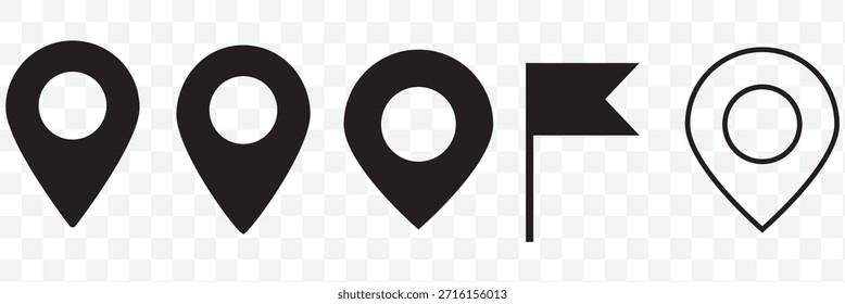 Pin-Symbol für Position. Minimaler Kartenmarkierungsvektor für Navigationsanwendungen. Geotag-Zeigermarkierung Ort und Positionssymbol. Piktogramm-Konzept für sauberes Zielpunktzeichen.