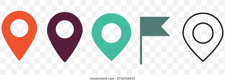 Pin-Symbol für Position. Minimaler Kartenmarkierungsvektor für Navigationsanwendungen. Geotag-Zeigermarkierung Ort und Positionssymbol. Piktogramm-Konzept für sauberes Zielpunktzeichen.