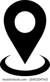 Ícone do pino da localização: ícone minimalista do pino da localização, simbolizando a precisão e a orientação do pino em um estilo simples e limpo. Enfatizando direção, navegação e localização precisa.