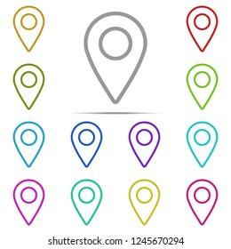 location pin icon in multi color. Simple outline vector of web, minimalistic set for UI and UX, website or mobile application