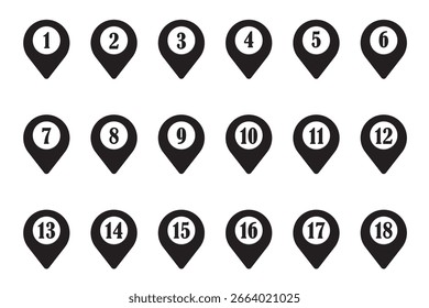ícone de pin do local com ícone de números