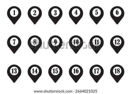 location pin icon with numbers icon
