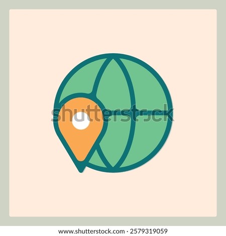 Location Pin Icon on Earth Globe for Global Positioning System and Maps