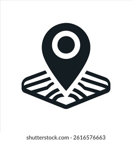 Location Pin Icon on Map, GPS Navigation Symbol