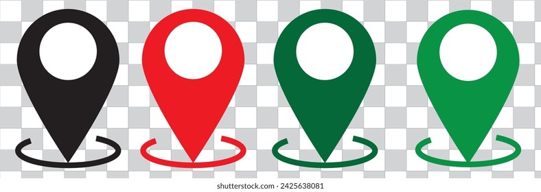 location pin icon on transparent. map marker sign. flat style. map point symbol. map pointer symbol. map pin sign.