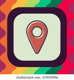 location pin icon with outline and flat offset color