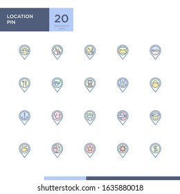Location Pin icon pack with filled outline style