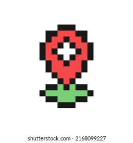 Ubicación, icono de anclaje en el diseño de arte de píxeles aislado en el fondo blanco, símbolo de signo del vector del puntero