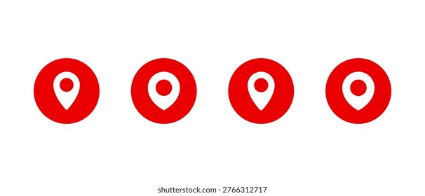 Location pin icon in red circle. Map marker navigation symbol. GPS pointer sign