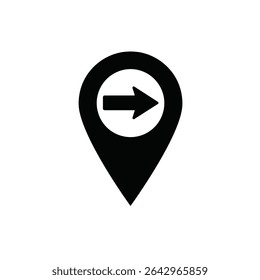 Location pin icon right arrow direction guidance. - Powered by Shutterstock - Get 15% off with code: PIKWIZARD15