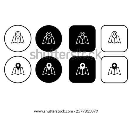 Location pin icon set. Balck and white address buttons for website