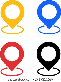 Positionsnamensymbolsatz, flacher Vektorkartenzeiger und Navigationsmarkierungen