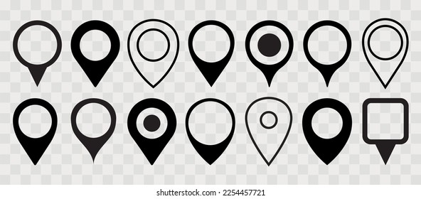 Location pin icon set. Map pin place marker.Location icon. Map marker pointer icon set. GPS location symbol collection.Location pin icon on transparent background.Vector illustration.
