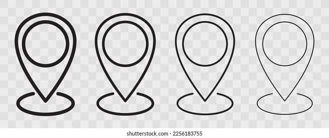 Location pin icon set. Map pin place marker. Location icon. Map marker pointer icon set. GPS location symbol collection.Location pin icon on transparent background.Vector illustration.