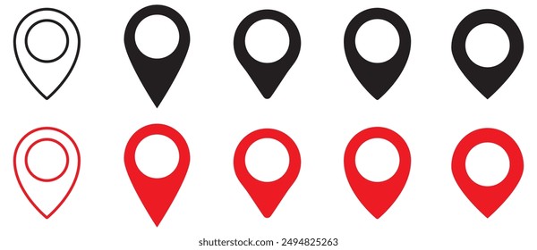 Location pin icon set. Map pin place marker. Map location sign. GPS location symbol collection.